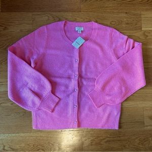 J Crew Factory Puff Sleeve Cardigan with Pearl Buttons